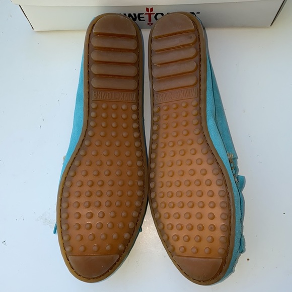 AUTH NIB MINNETONKA KILTY MOCCASINS HARDSOLE TURQUOISE - Picture 6 of 9
